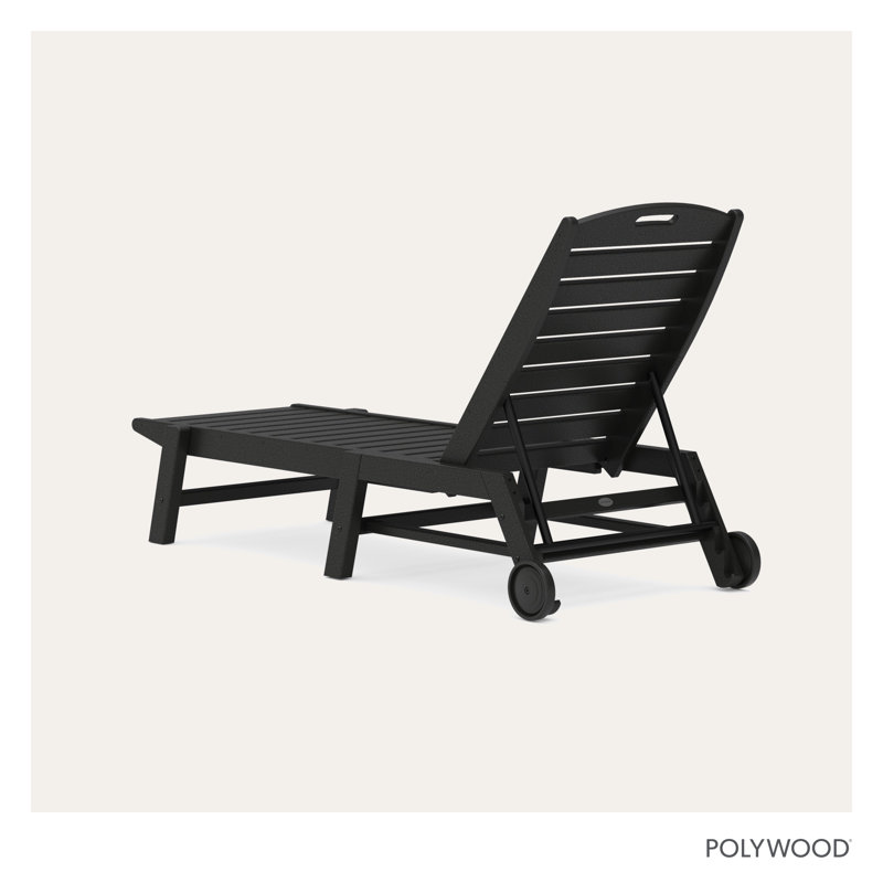 Lakeside POLYWOOD Nautical Chaise with Wheels, Black
