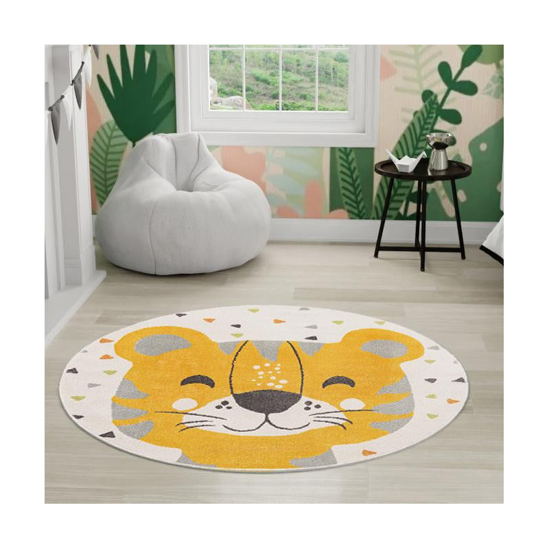 Whimsy Kids Geometric Polypropylene Plastic Rug, Round 5'3"