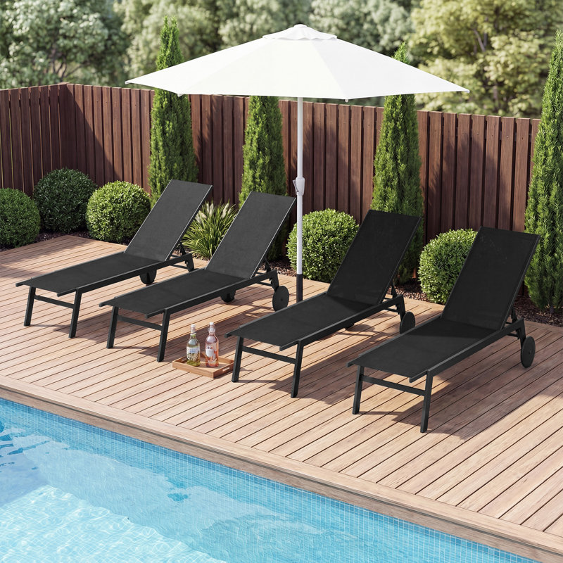 190cm Long Single Chaise, 2, Black