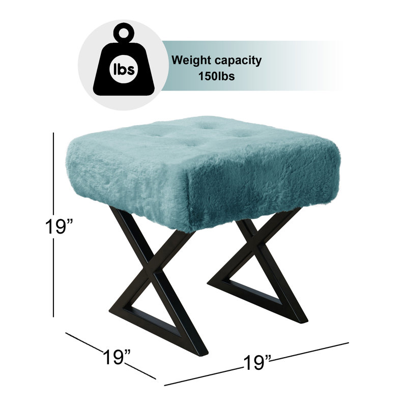 Repose-pieds standard large 19 po Kabria, Fausse fourrure argentée bleue