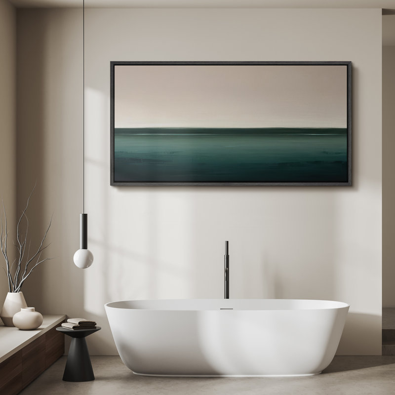 Grande impression sur toile encadrée, impression de paysage abstrait neutre pour décoration murale moderne minimaliste, Noir