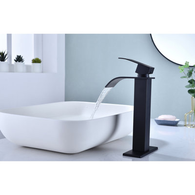 Single Handle Bathroom Faucet With Waterfall Spout And Pop - Up Drain, No Overflow, Brushed Nickel, Stainless Steel, Rust Treatment, Stable Flow, Simple Installation For Non Overflow Sinks Sink