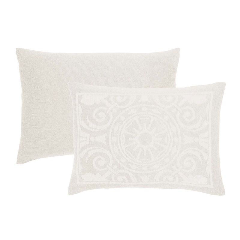 Rio Lightweight Cotton Blend Woven Jacquard Traditional Medallion Bedspread/Coverlet Set, King + 2 Shams, Off White