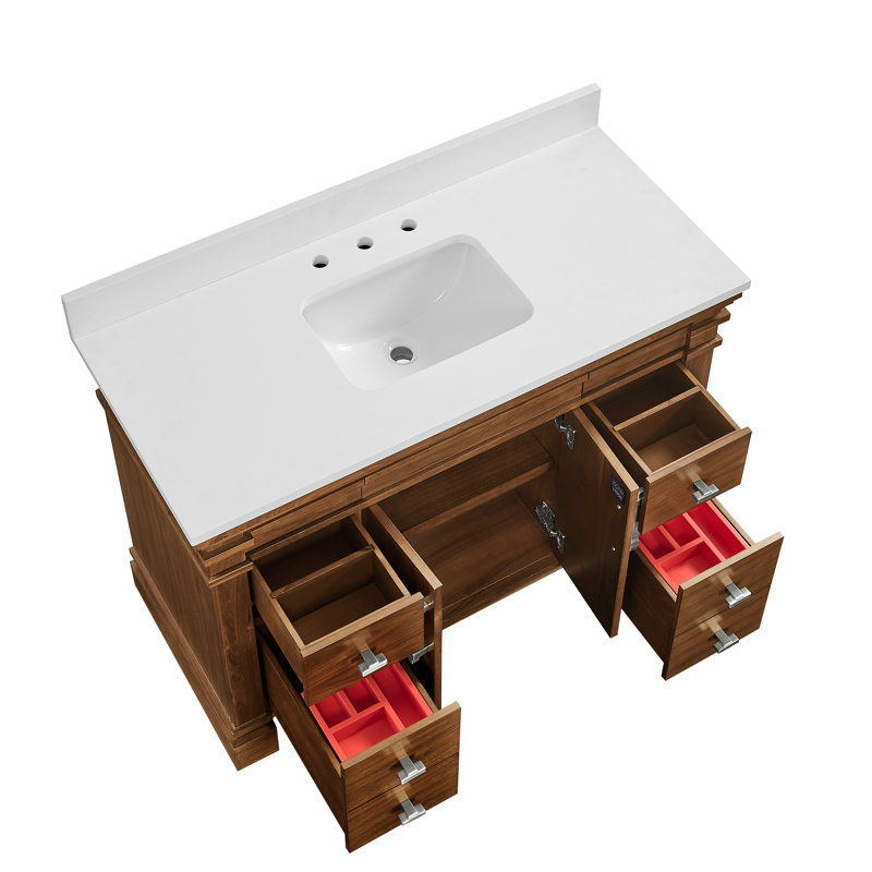FLW Harmony 36 Wood Sink Vanity, Walnut, 48