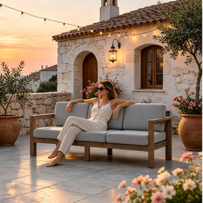 Outdoor Solid Wood Patio Sofa