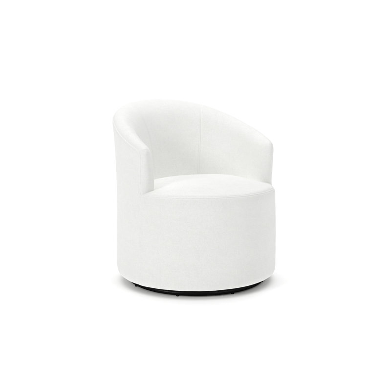 Fauteuil demi-tonneau pivotant rembourré Deryn, Mélange de lin performance John Flour