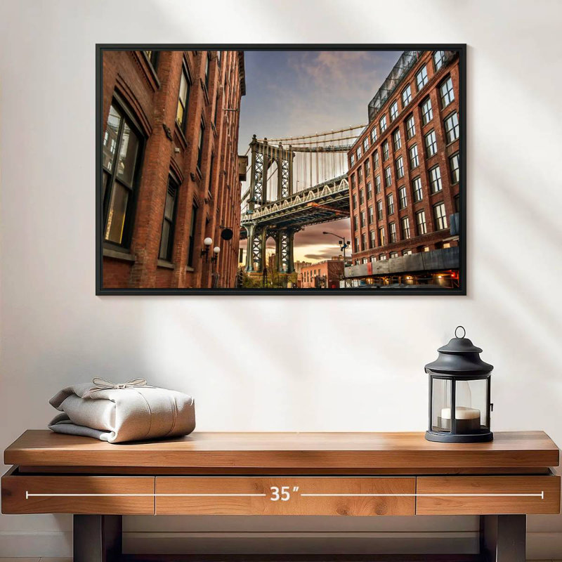 New York Architecture, 25" X 17", Floating Frame Black