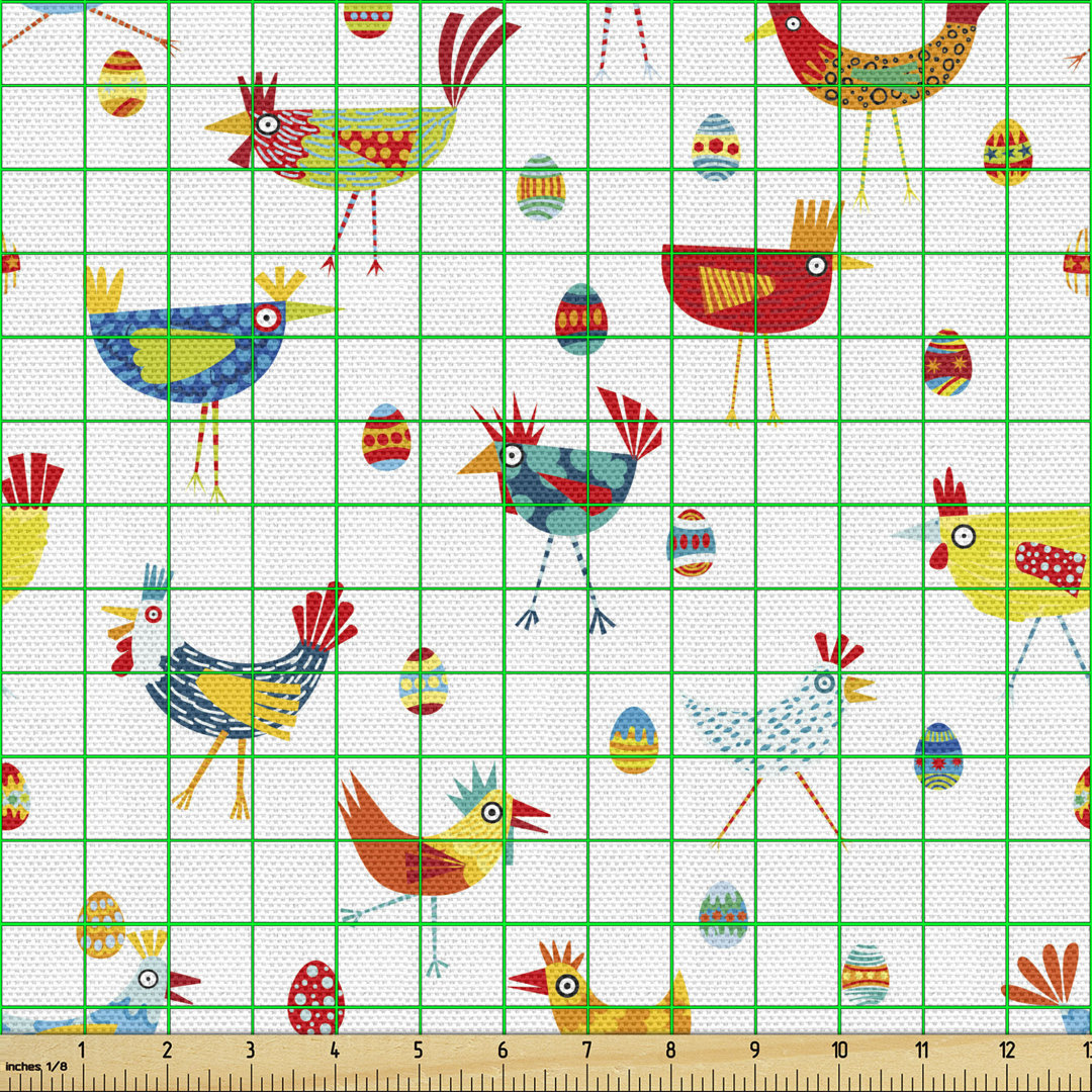 Cherette Colourful Doodle Chickens Eggs Multi-Purpose Fabric
