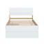 Structure de lit simple avec tête de lit blanche ultrabrillante et lit gigogne compact en chêne-374767643
