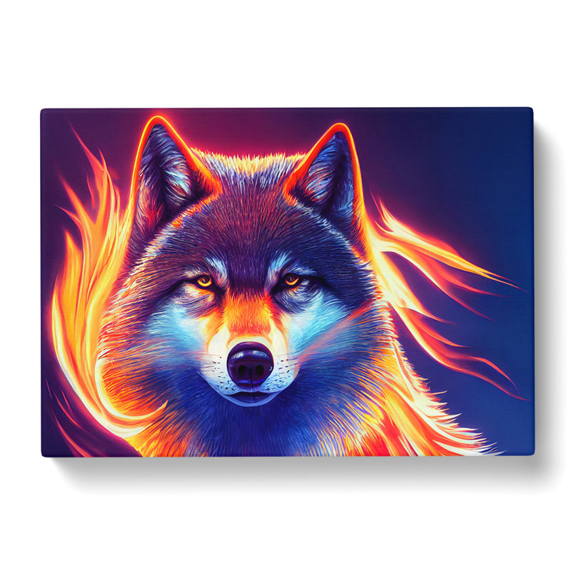 Wolf Flames Abstract - Wrapped Canvas, 40cm H x 60cm W x 3cm D