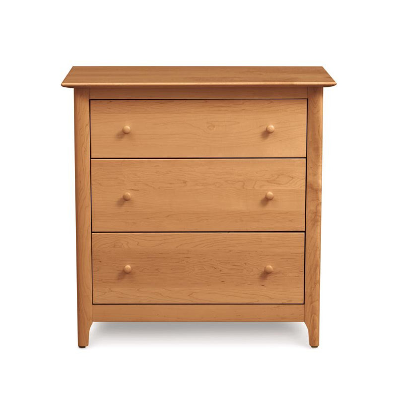 Sarah 3 - Drawer Solid Wood Dresser, Saddle Cherry