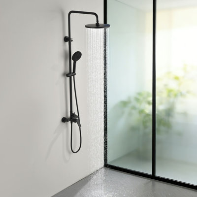 10 Inch Exposed Pipe Shower System With Hand Shower Single Handle Shower Faucet Set Brass Shower Trim Kit With Slide Bar