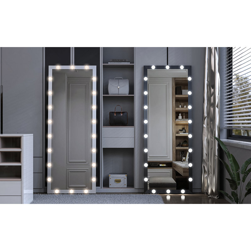 Miroir de salle de bain mural pour chambre double avec ampoules à DEL, Argent