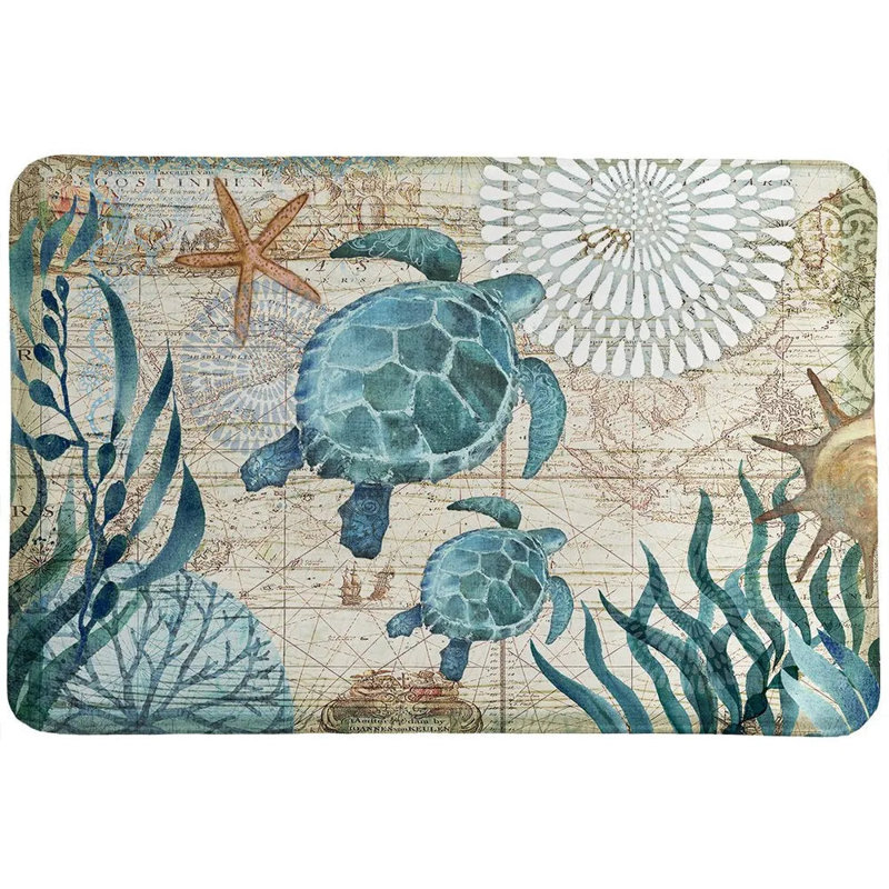 Tapis en mousse à mémoire de forme Aglae Bay Turtles par Laural Home