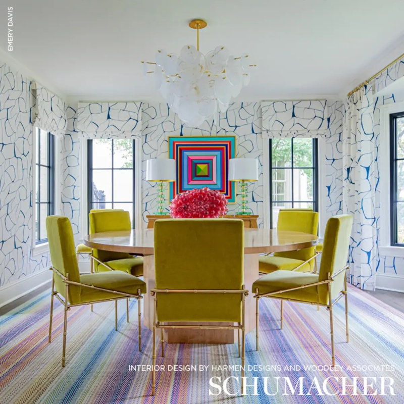 Tissu filigrane Schumacher x Porter, Marine