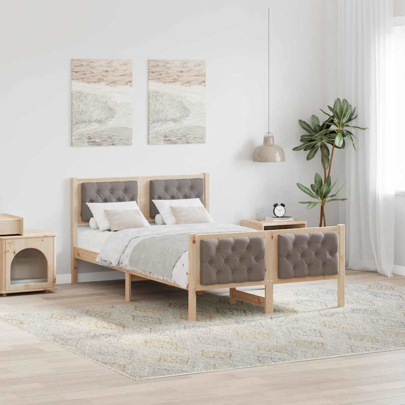 Double (4'6) Solid Wood Bed Frame, Taupe