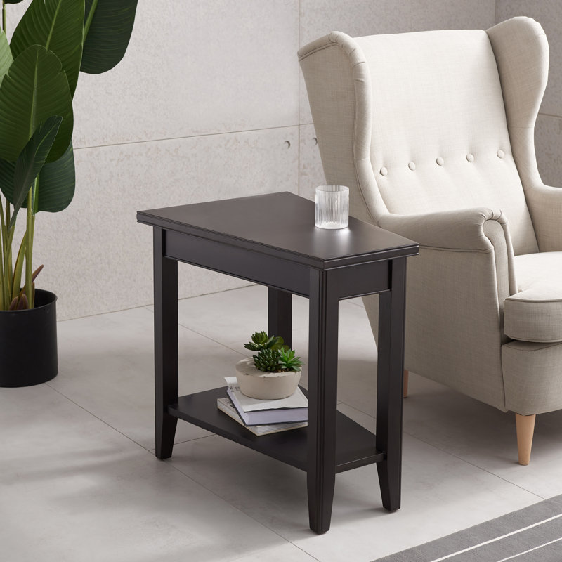 Laurent Solid + Manufactured Wood Wedge Table, Black