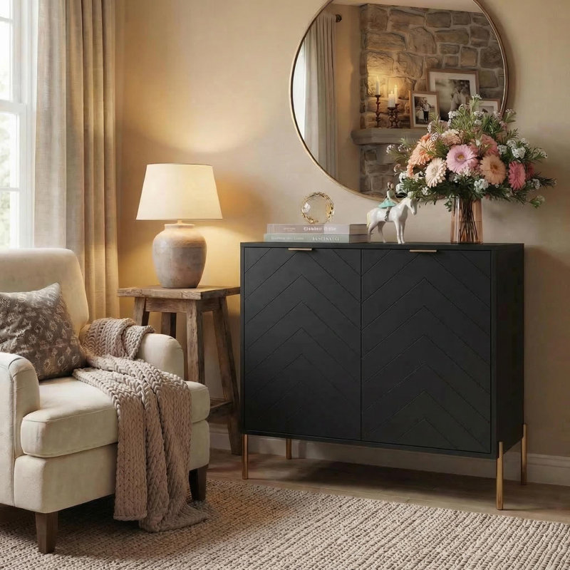 Rupena 31.5" W 2-Door Accent Cabinet, Black