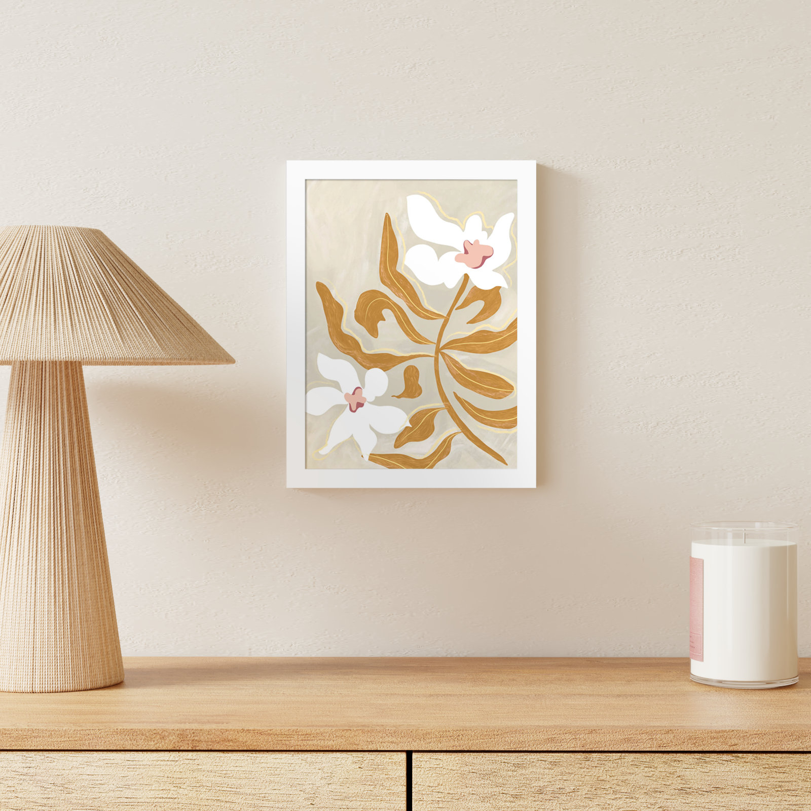 Pattison "Flower Flower Flower" Print, White, 13" H x 10" W
