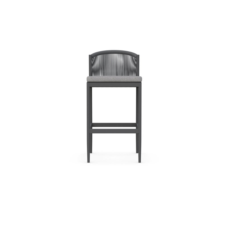 Catalina Patio Bar Stool with Cushion, Charcoal, 32.48" H
