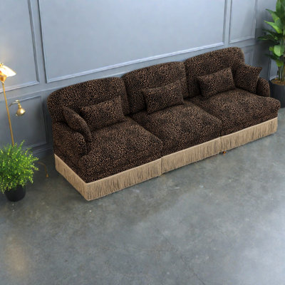 Deep Seat Chenille Sectionals, Modern Leopard 3 Seater For Home