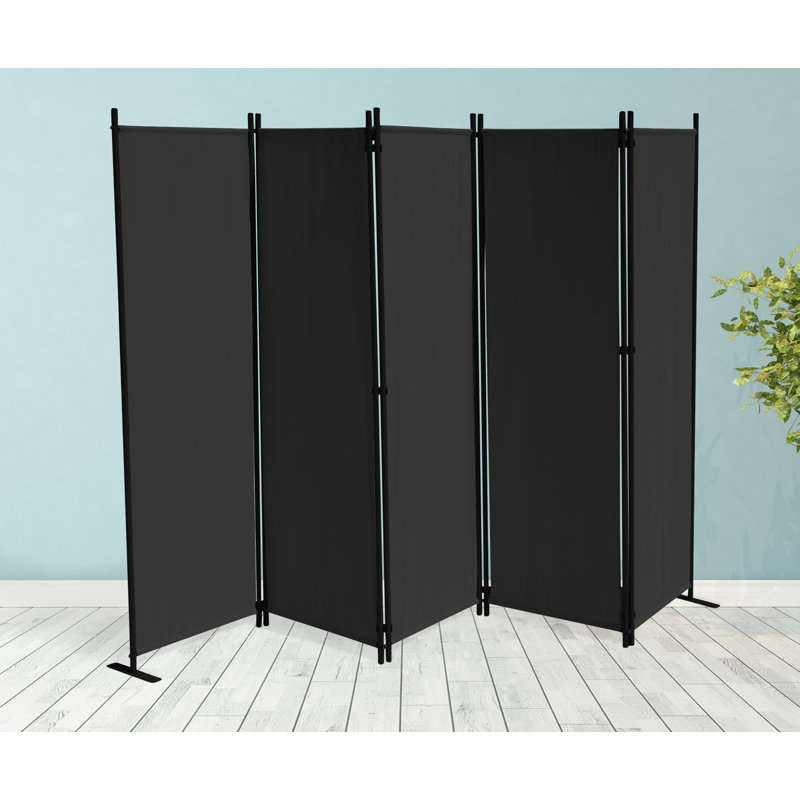 Abreia 268cm W x 167cm H 5 - Panel Folding Room Divider, Black