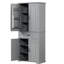 Armoire de rangement de salle de bain grise avec portes et tiroir, tablette réglable, espace généreux, armoire robuste-982203853