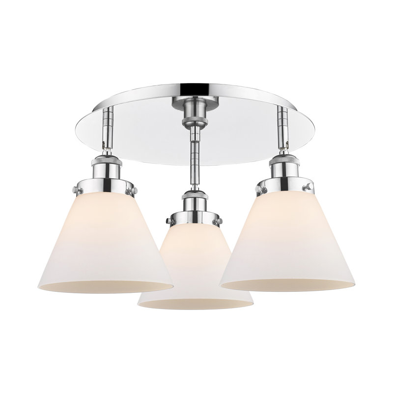 Plafonnier encastré 3 lumières Cone, Blanc mat, Chrome poli