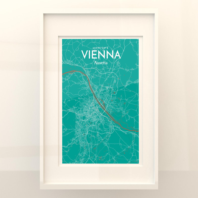 Vienna City Map In Nature - No Frame Print, 36cm H x 24cm W x 0.05cm D