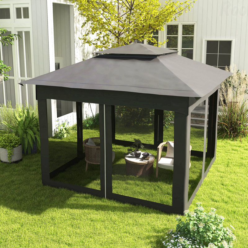 11X11FT Pop Up Gazebo, Mosquito Net For Outdoor Use With Carry Bag (Dark Gray), Dark Gray