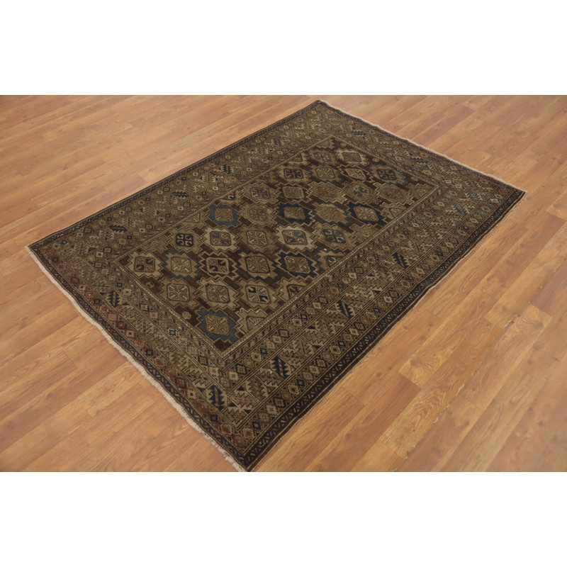 Tapis teinture végétale antique pré-1900 4 x 5