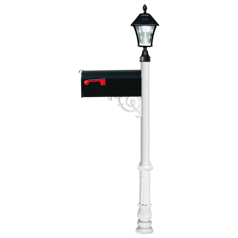Lewiston Post Mounted Mailbox, White