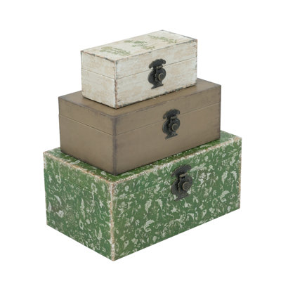 S/3 Handmade Decorative Faux Leather Boxes