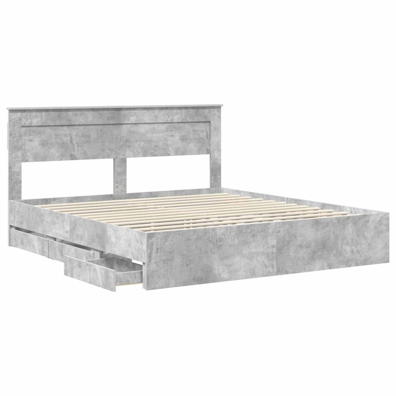 Bed Frame, Super King (6'), Concrete Grey