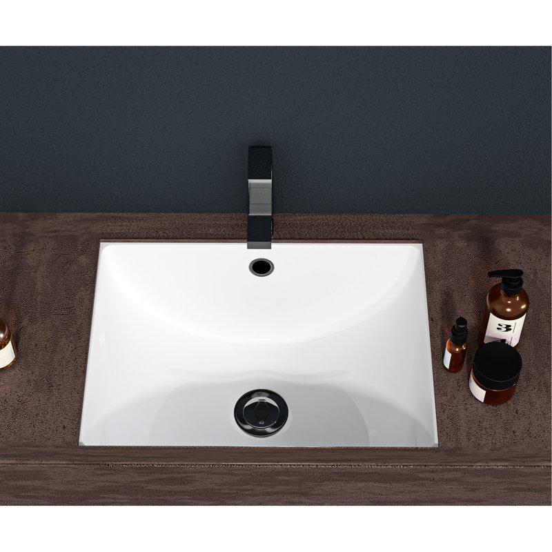 Beautiful Look Ceramic Rectangular Sink - 21X14, Undermount With Overflow Classy 21"X14", Included
