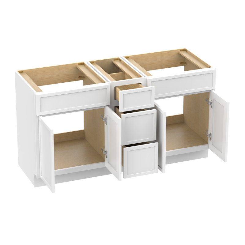 Base de meuble-lavabo double 60 po seulement, Blanc