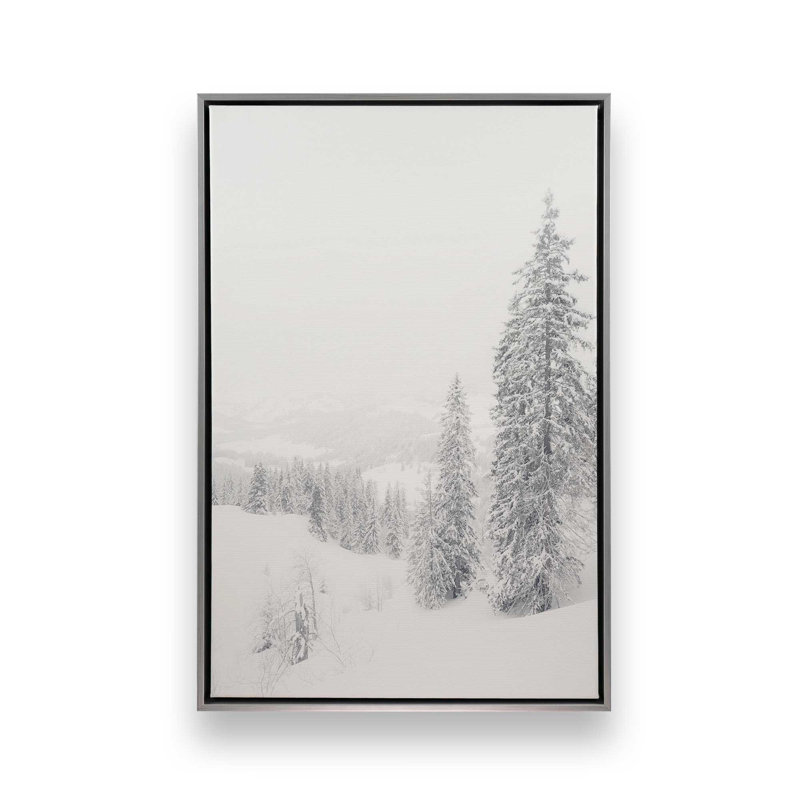 «Winter's Embrace», reproduction sur toile, H 30,75 po x l 20,75 po x P 1,75 po, Cadre flottant en chrome poli