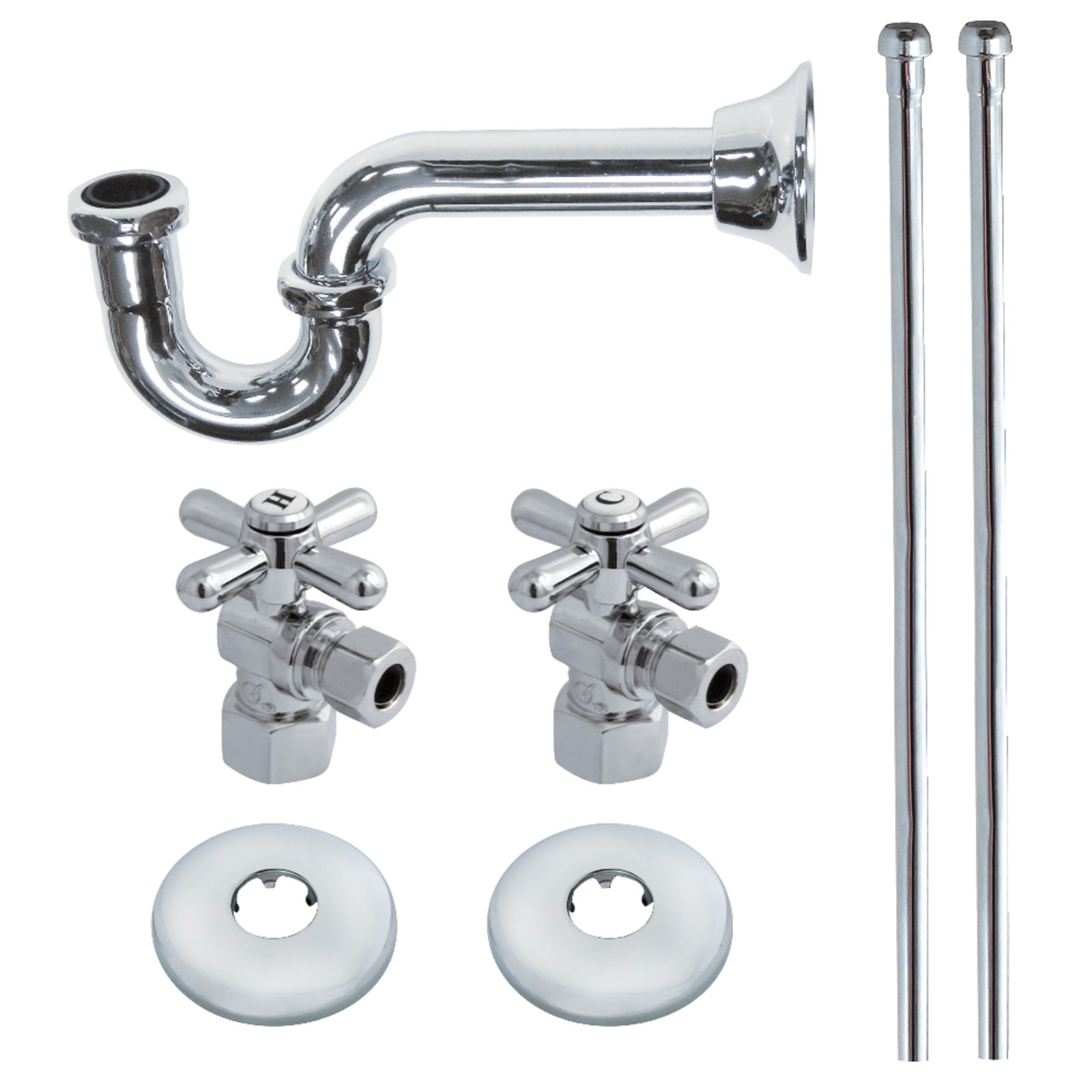 Kingston Brass Trimscape Traditional Plumbing Supply Kit Combo with P-Trap, Chrome