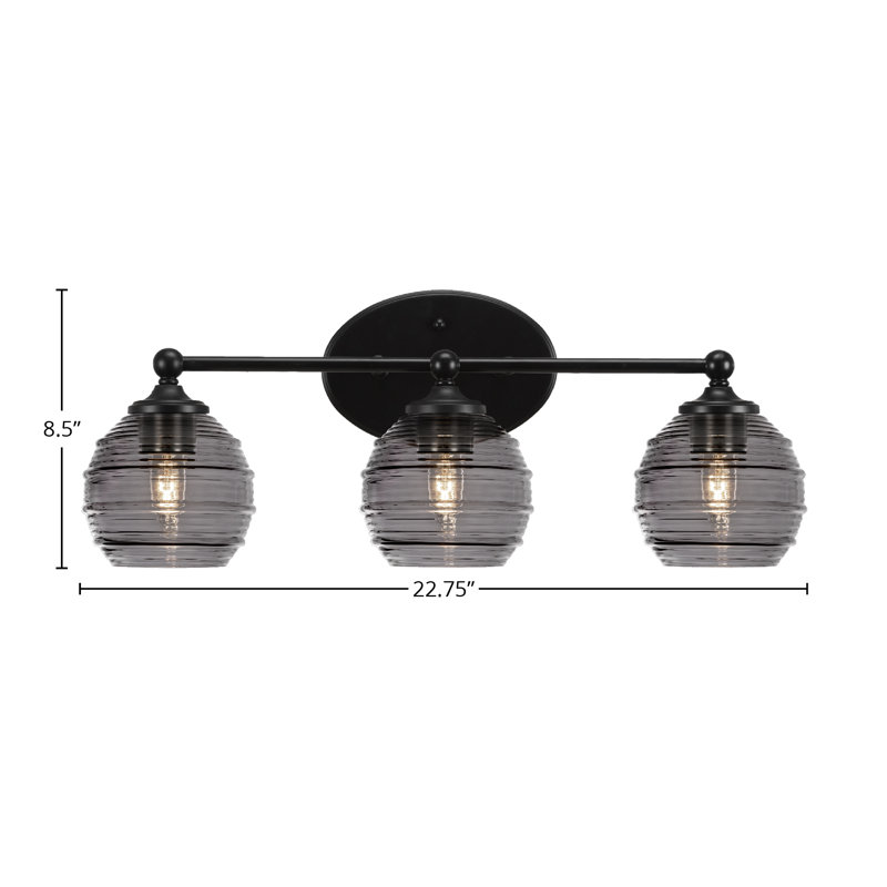 Barre d'éclairage pour salle de bain Aitkens, Noir mat, 3