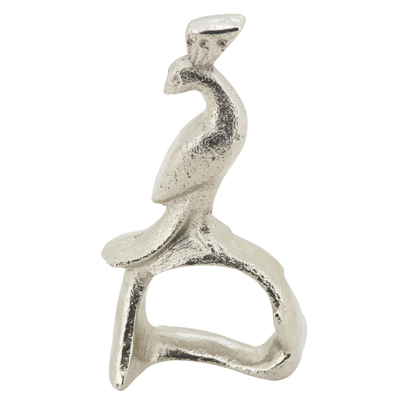 Rond de serviette doré paon (ensemble de 4)