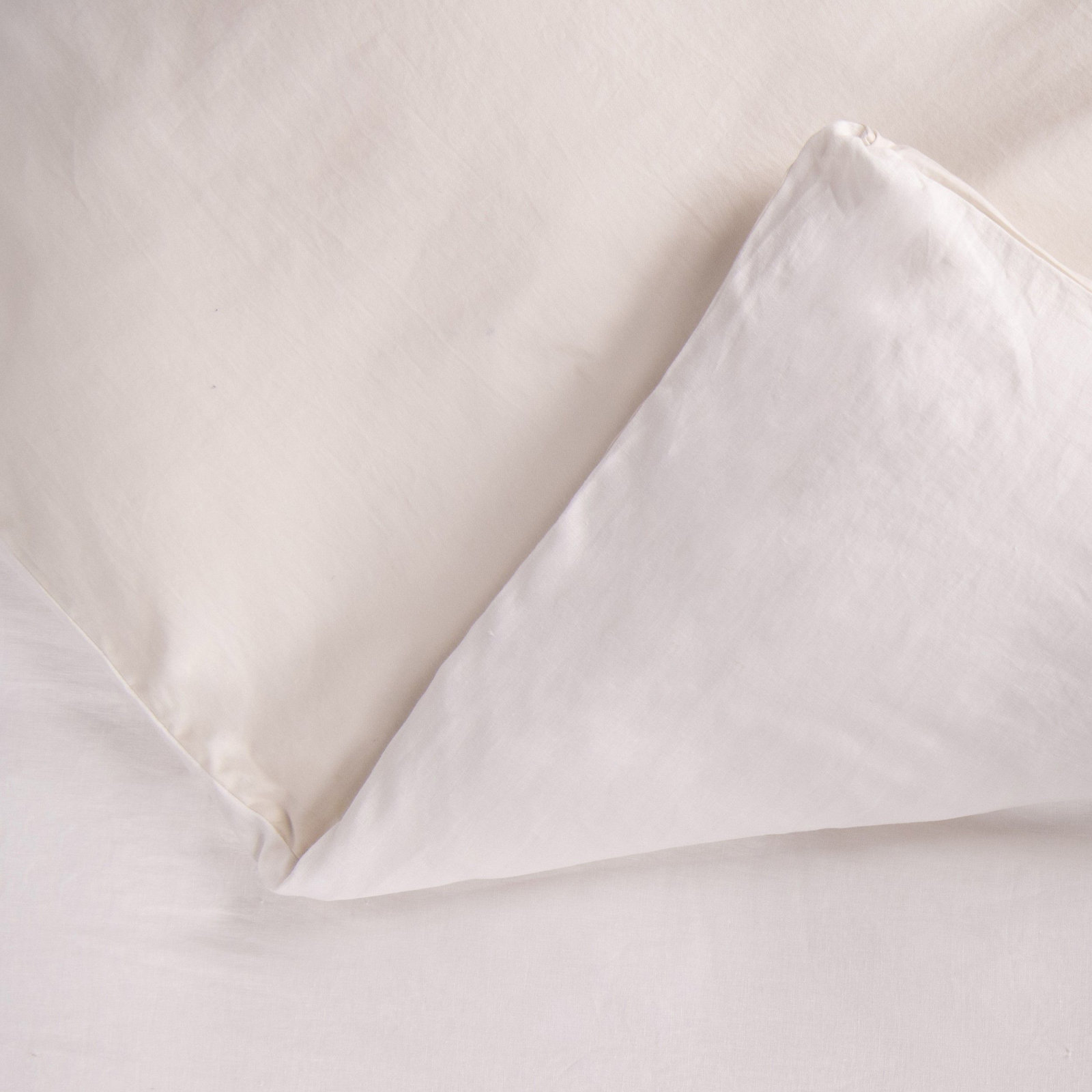 French Linen Duvet Cover Set, Queen Duvet Cover + 2 Standard Pillow Shams, Cream