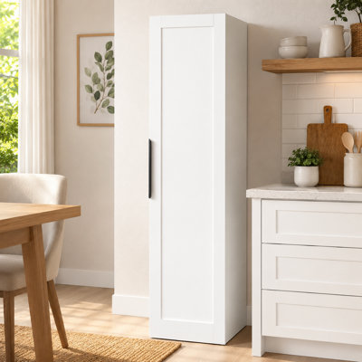 Freestanding Kitchen Pantry Storage Cabinet With Doors & 5 Shelves And 5 Side Racks, 2 Adjustable Shelves