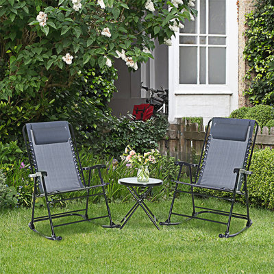 3 Piece Outdoor Rocking Chair Set