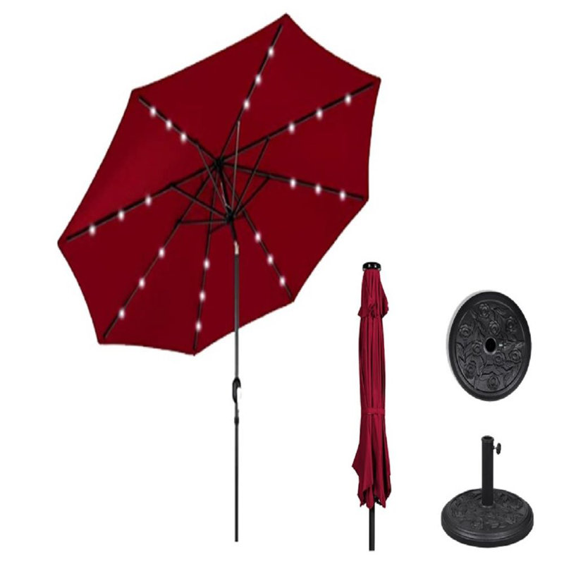 Parasol de marché éclairé avec base 118,2 po Iconya, Rouge