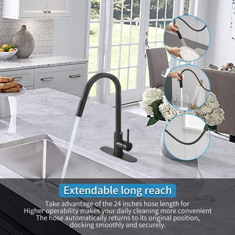 SMARTLET Pull Down Touch Kitchen Faucet, Matte Black