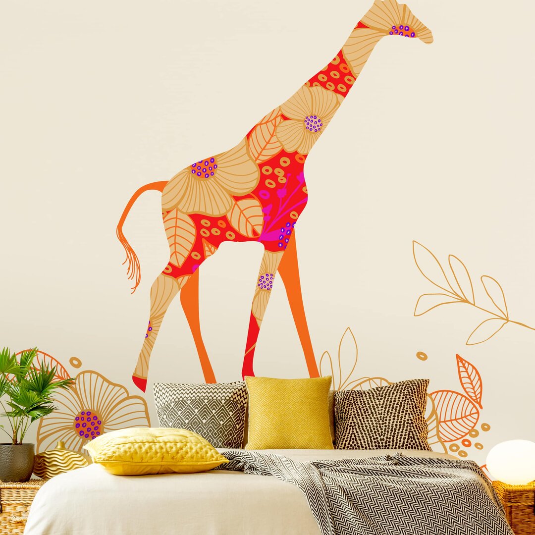 Strukturierte Tapete Floral Giraffe 1,92 m x 192 cm