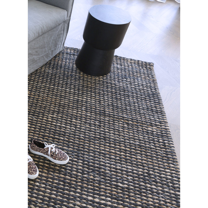 Gemini Geometric Area Rug in Black/Blue, Runner 2'7" x 9'10"