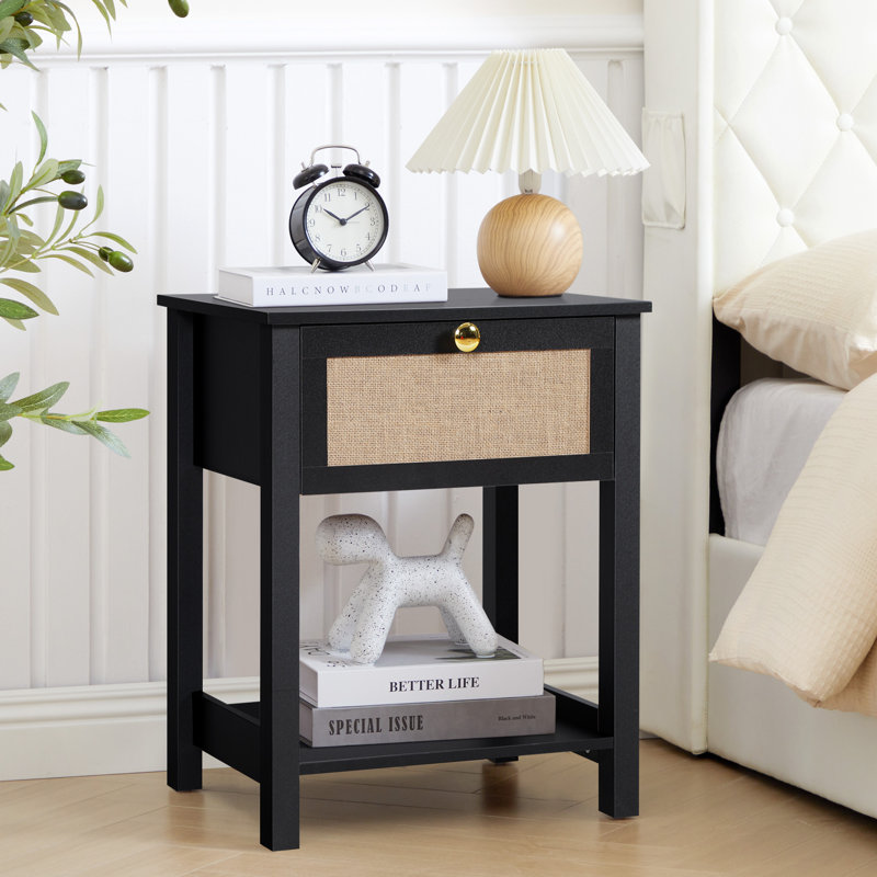 1 - Drawer End Table, Black
