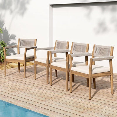 Dining Chairs with Comfortable Cushions, Durable Acacia Wood for Outdoor Gatherings and Patio Decor