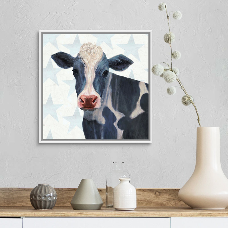«Patriotic Farm I», art mural sur toile, H 18 po x l 18 po x P 2 po, Toile avec cadre blanc